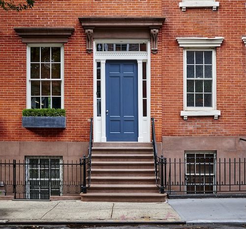 residential apartment brownstone exterior door trim painting