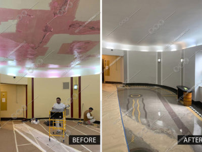 Precision Painting Plus commercial office interior ceiling repair ceiling painting before and after