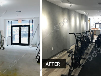 Precision Painting Plus commercial gym interior painting before and after