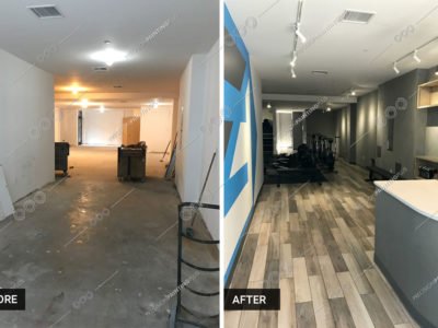 Precision Painting Plus commercial gym interior painting before and after