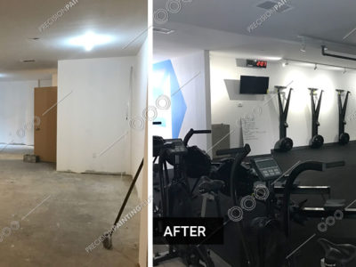 Precision Painting Plus commercial gym interior painting before and after