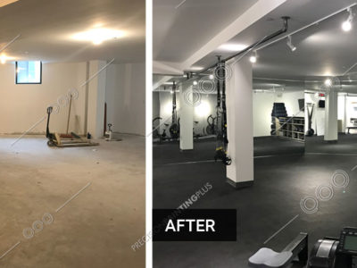 Precision Painting Plus commercial gym interior painting before and after