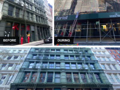 Precision Painting Plus commercial building exterior painting before and after