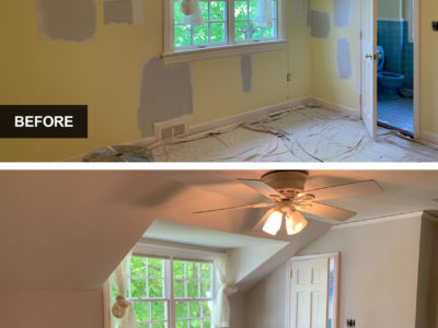 Precision Painting Plus residential house interior bedroom painting before and after