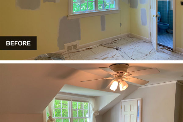 Precision Painting Plus residential house interior bedroom painting before and after