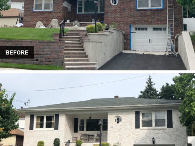 Precision Painting Plus residential house exterior brick painting before and after