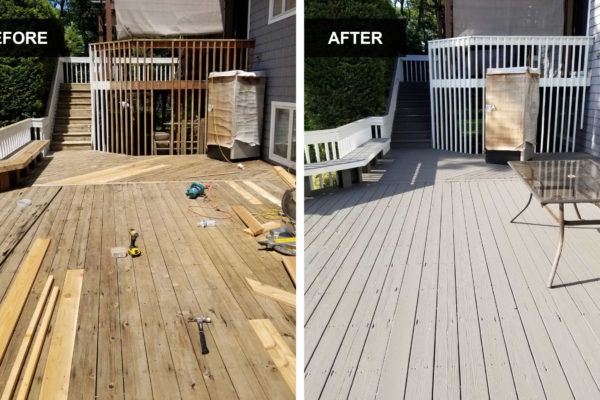 Precision Painting Plus residential house exterior deck painting before and after