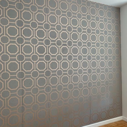 Precision Painting Plus residential house interior bedroom wallpaper installation