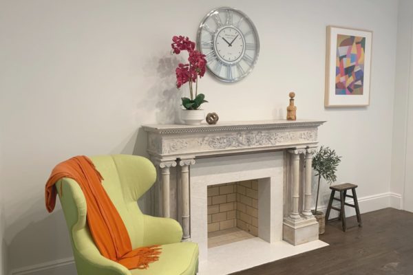 residential house interior fireplace painting