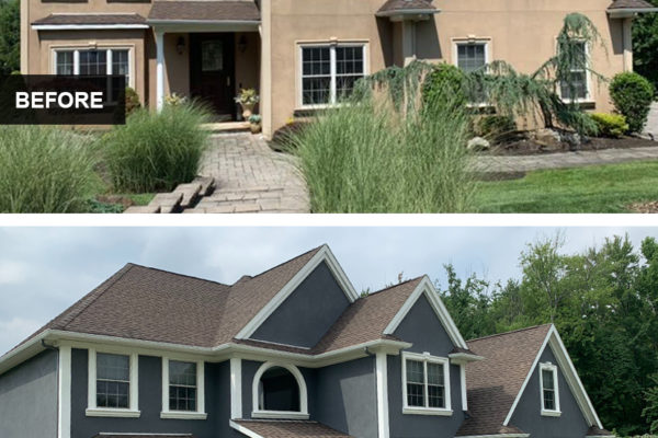 Precision Painting Plus residential exterior house painting before and after