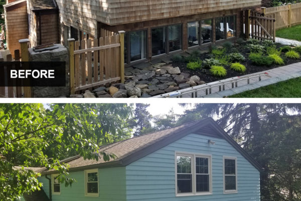 Before after residential exterior painting cabin