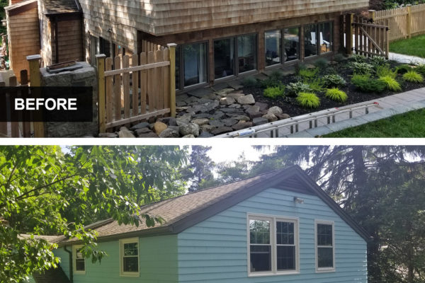 Precision Painting Plus residential exterior house painting before and after