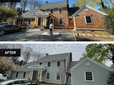 Precision Painting Plus residential exterior house painting before and after