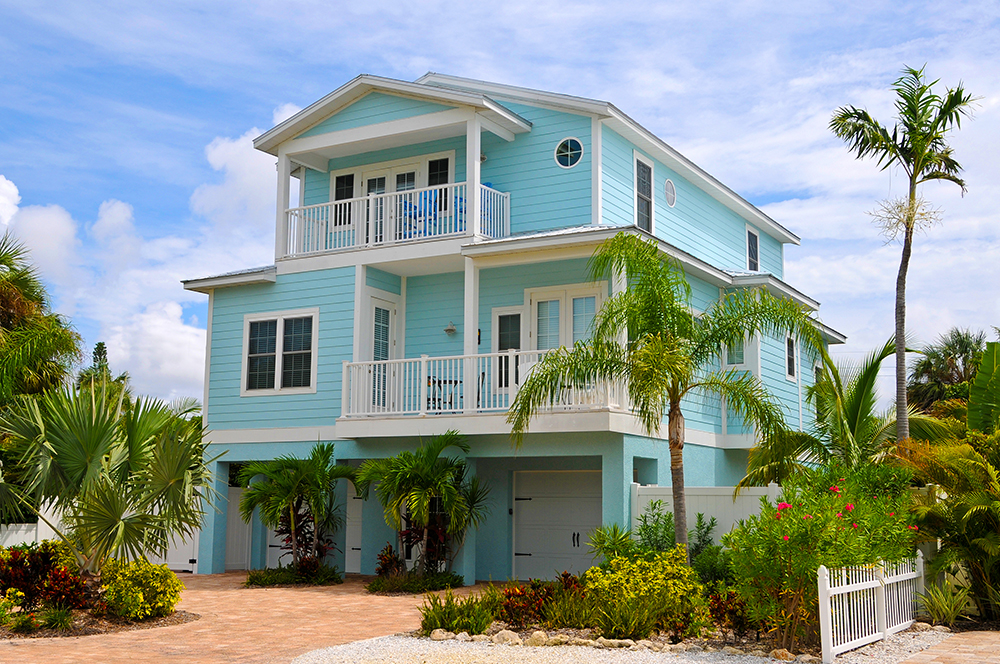 Bright exterior paint color turquoise painted house